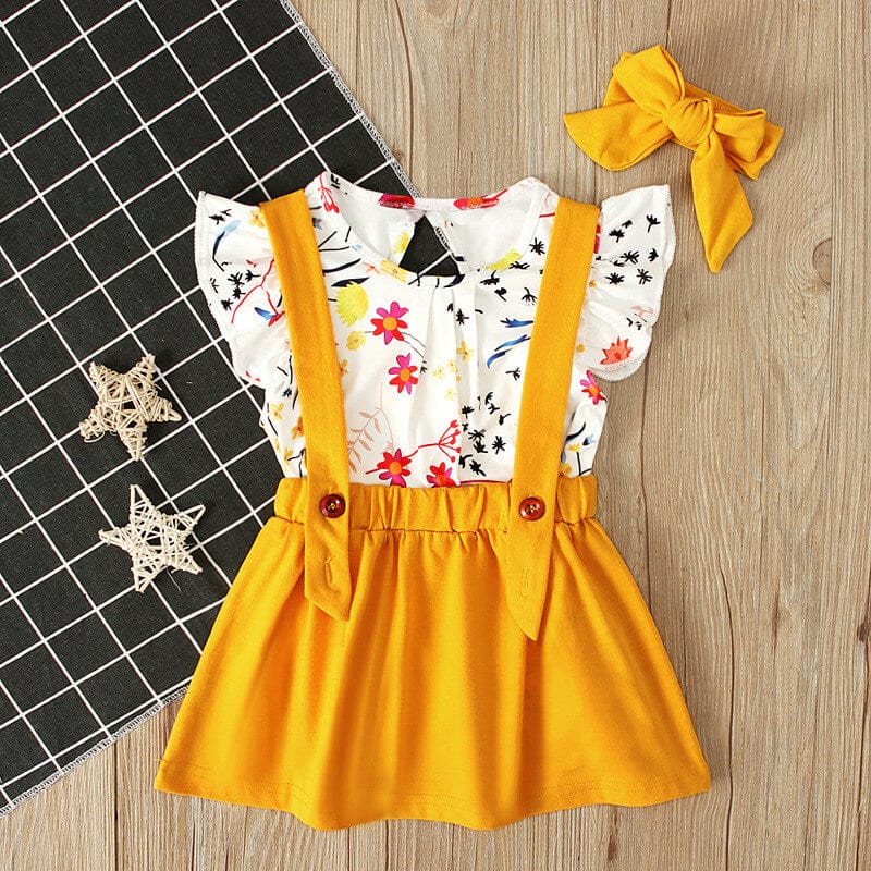 Fustita galbena cu bretele si tricou ANY