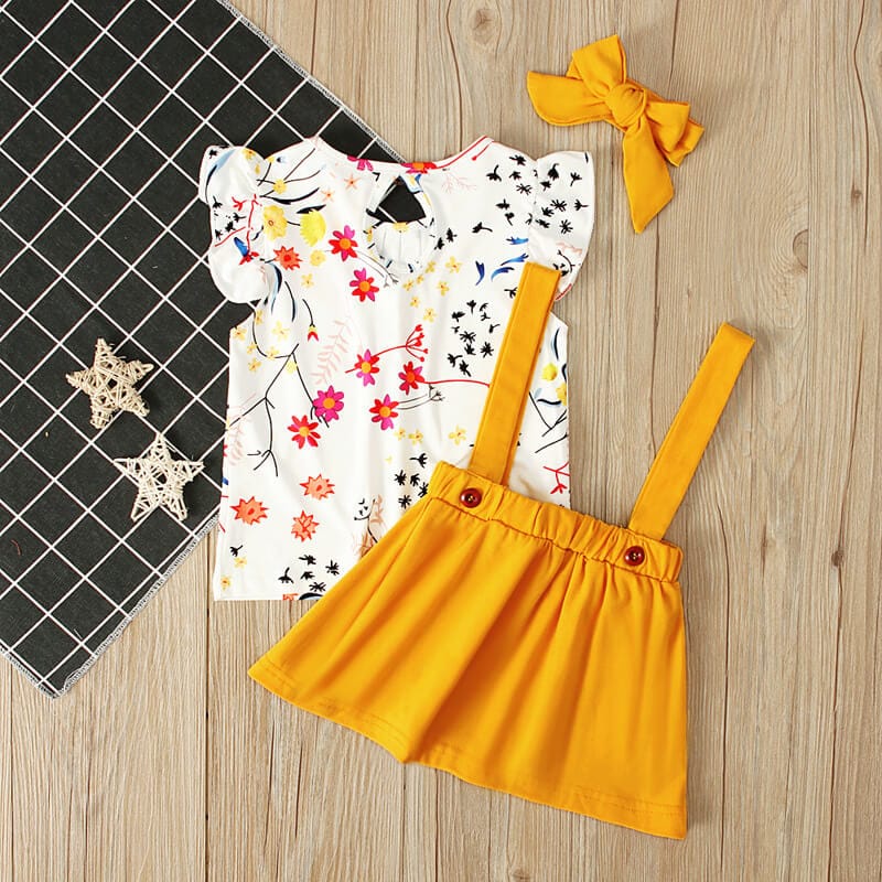 Fustita galbena cu bretele si tricou ANY
