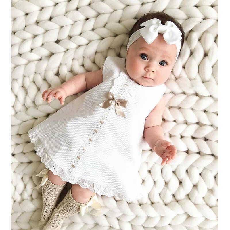 Rochita alba cu bentita pentru bebe SOFIA