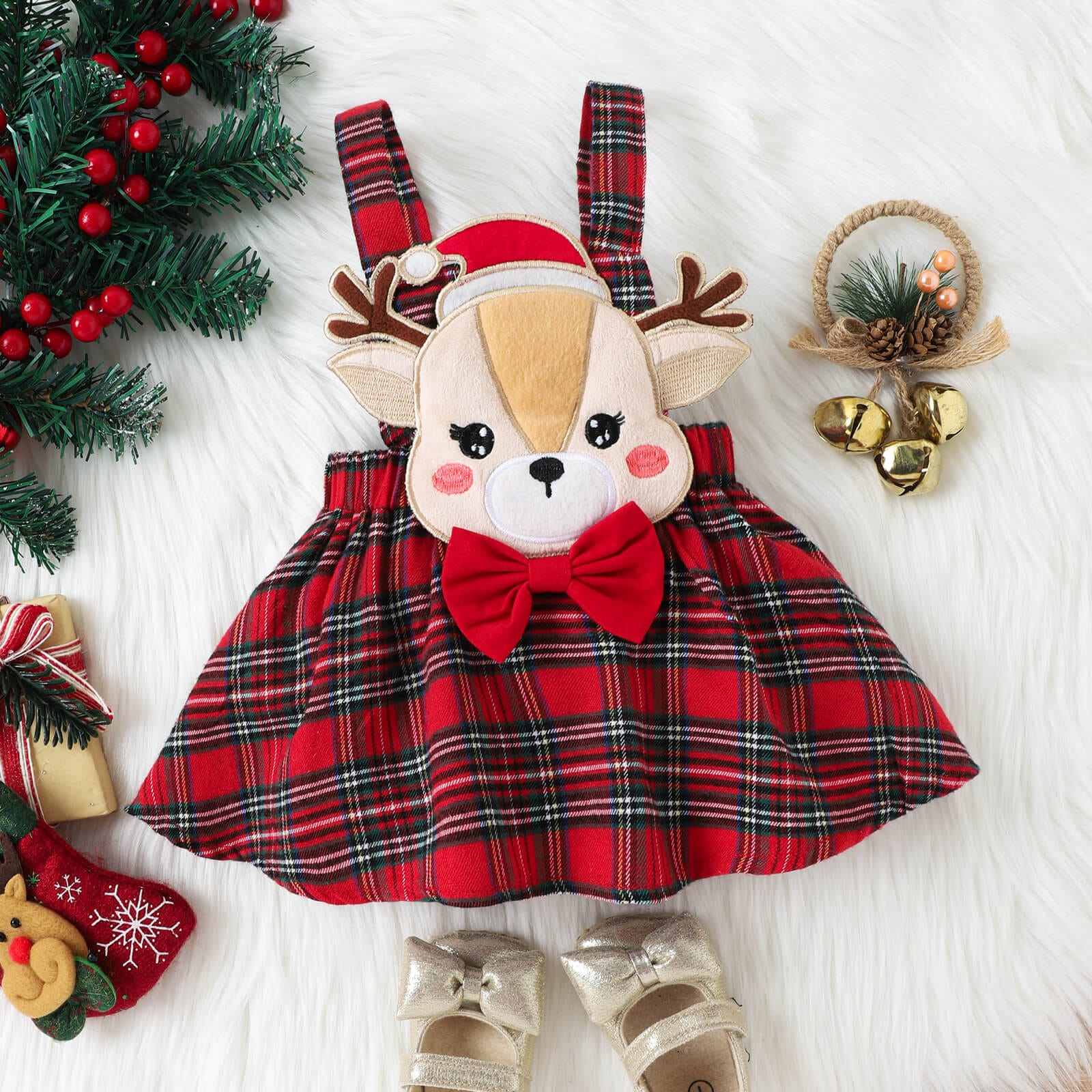 Rochita de Craciun cu volane 3 piese