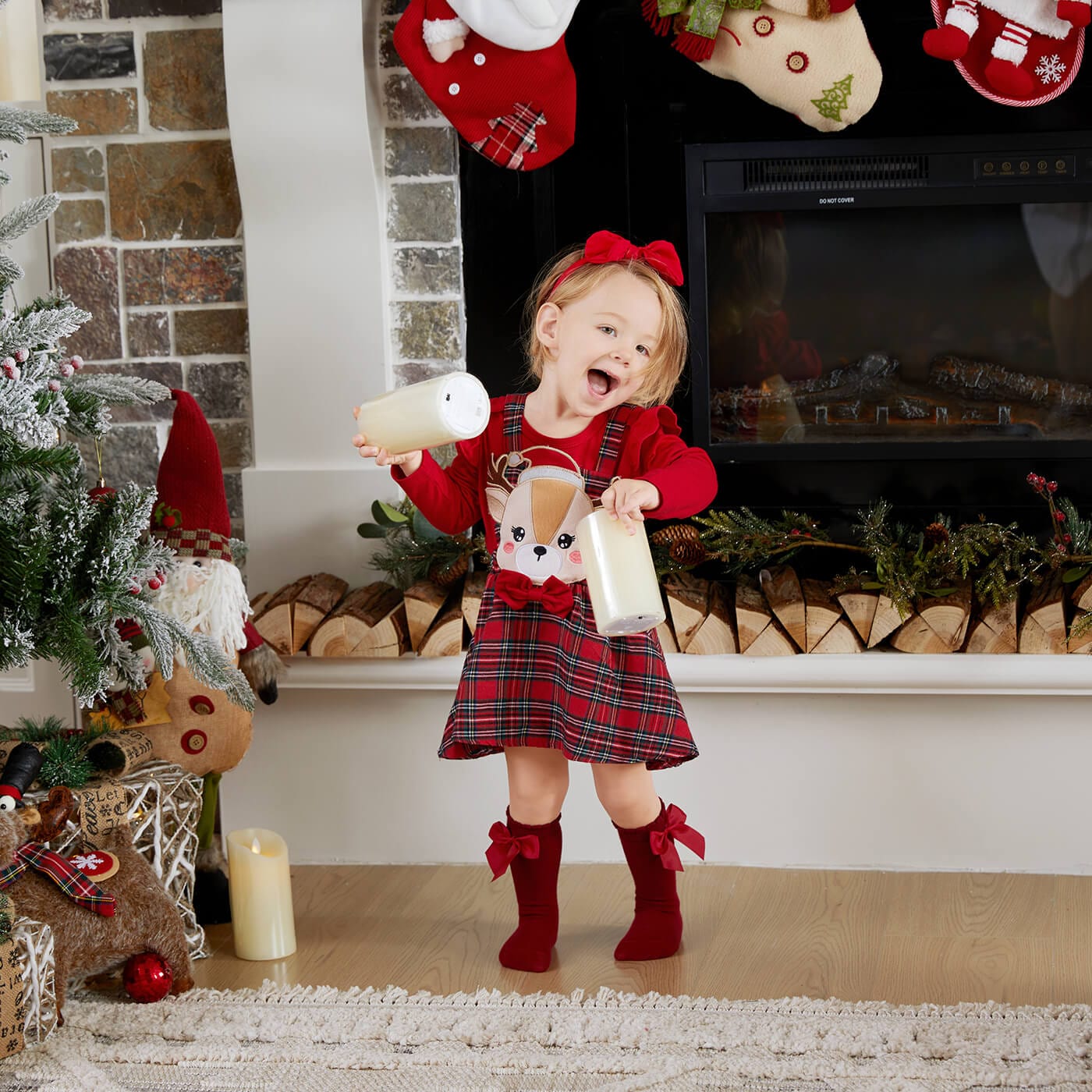 Rochita de Craciun cu volane 3 piese