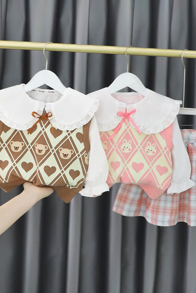 Compleu din 3 piese pentru fete din bumbac LARA