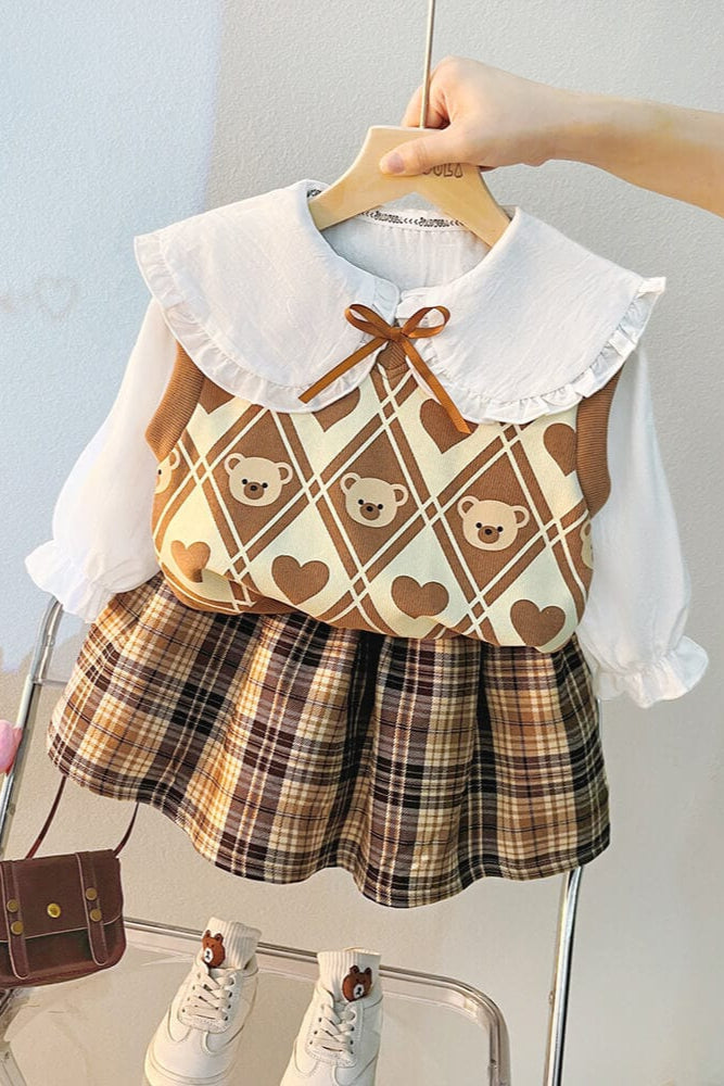 Compleu din 3 piese pentru fete din bumbac LARA