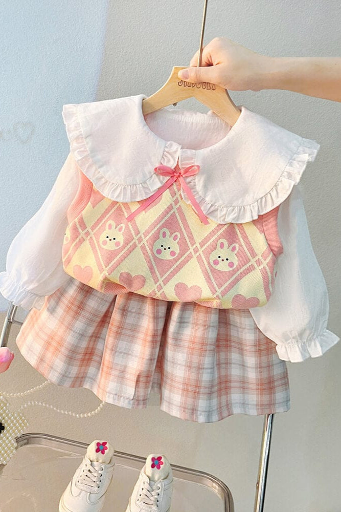 Compleu din 3 piese pentru fete din bumbac LARA