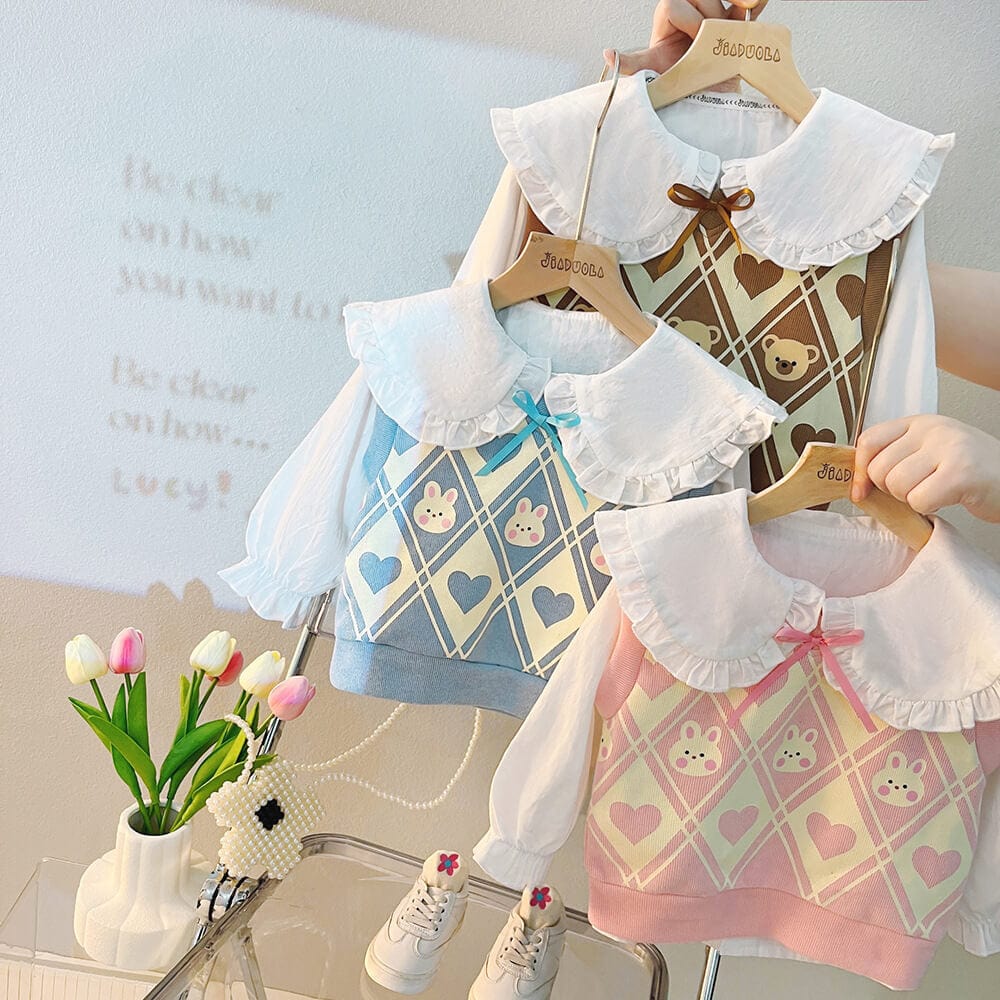 Compleu din 3 piese pentru fete din bumbac LARA