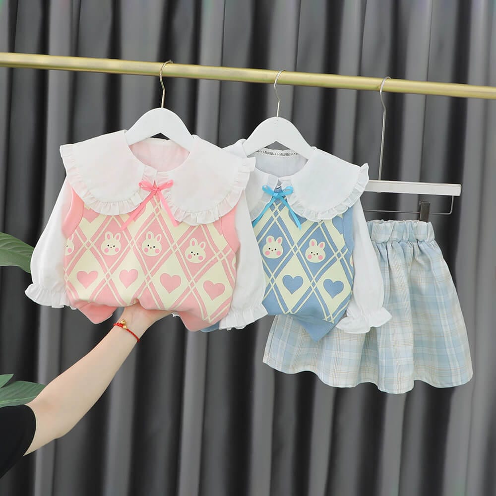 Compleu din 3 piese pentru fete din bumbac LARA