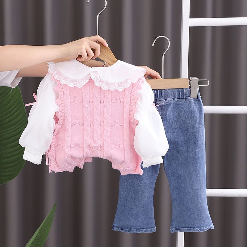 Compleu roz din 3 piese cu vesta DARIA