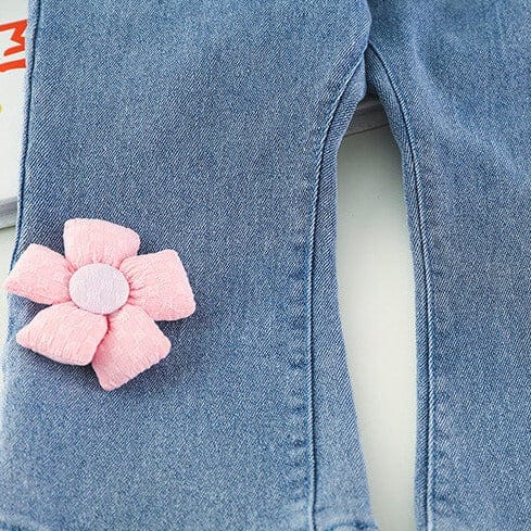 Compleu roz din 2 piese cu blugi evazati COSMINA