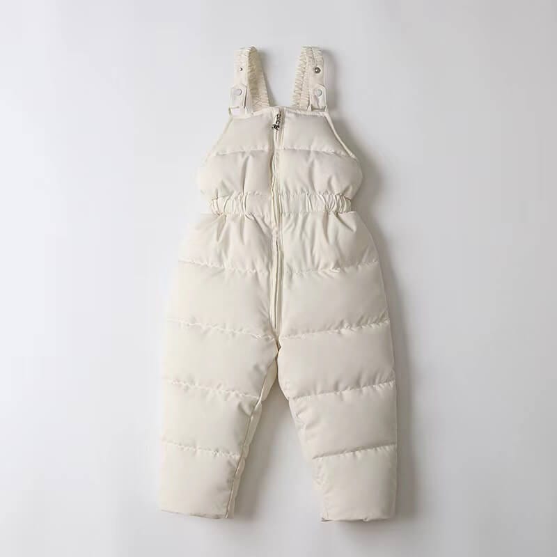 Costum de iarna pentru copii cu salopeta cu bretele si geaca