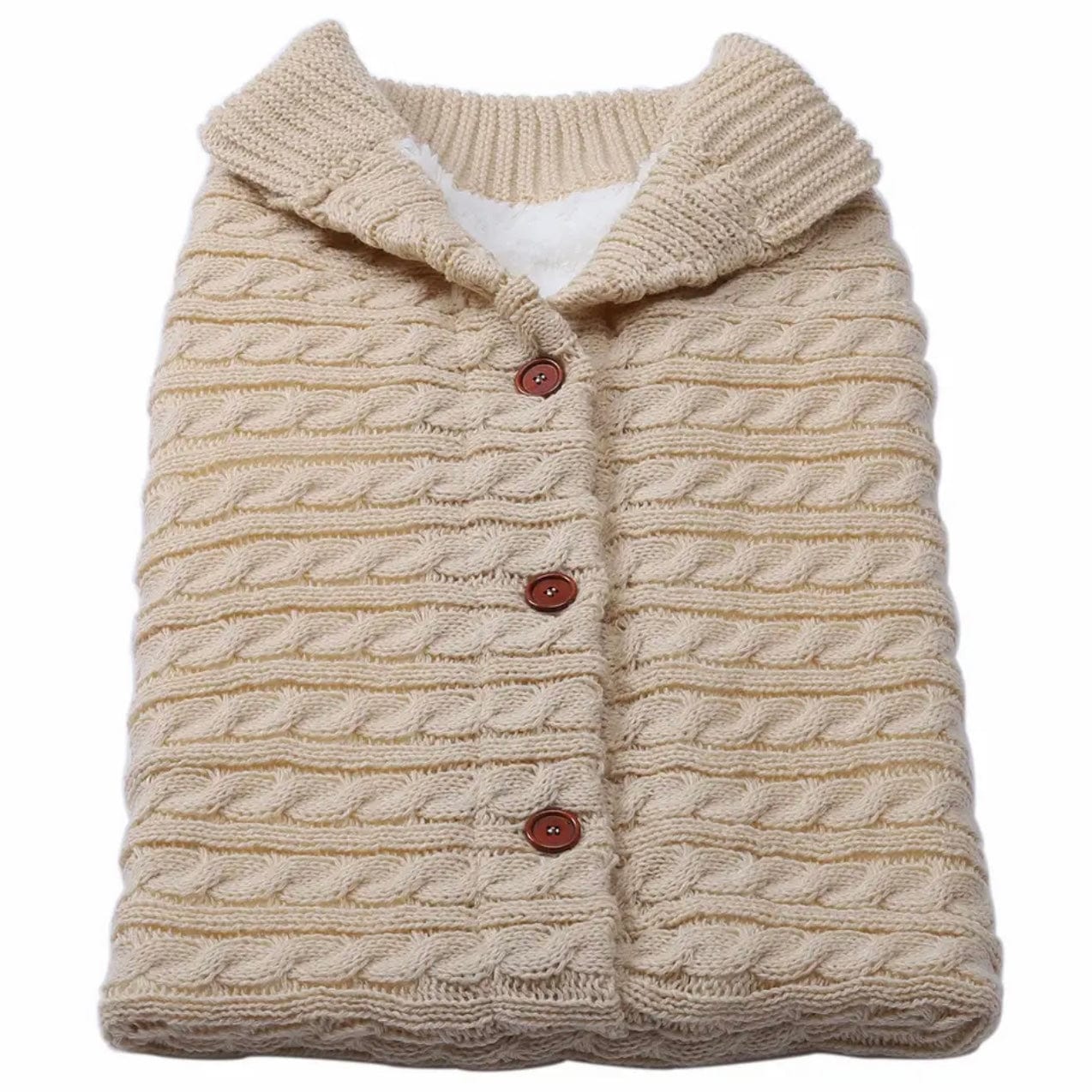 Patura carucior din bumbac tricotat si cocolino pufos