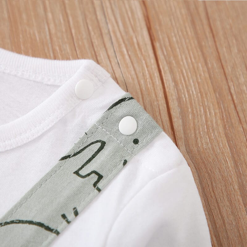 Salopeta cu maneca lunga, 100% bumbac, pentru bebe, imprimeu elefant