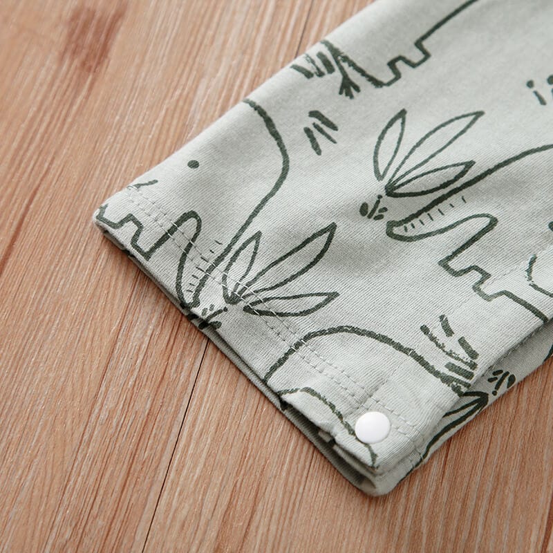 Salopeta cu maneca lunga, 100% bumbac, pentru bebe, imprimeu elefant