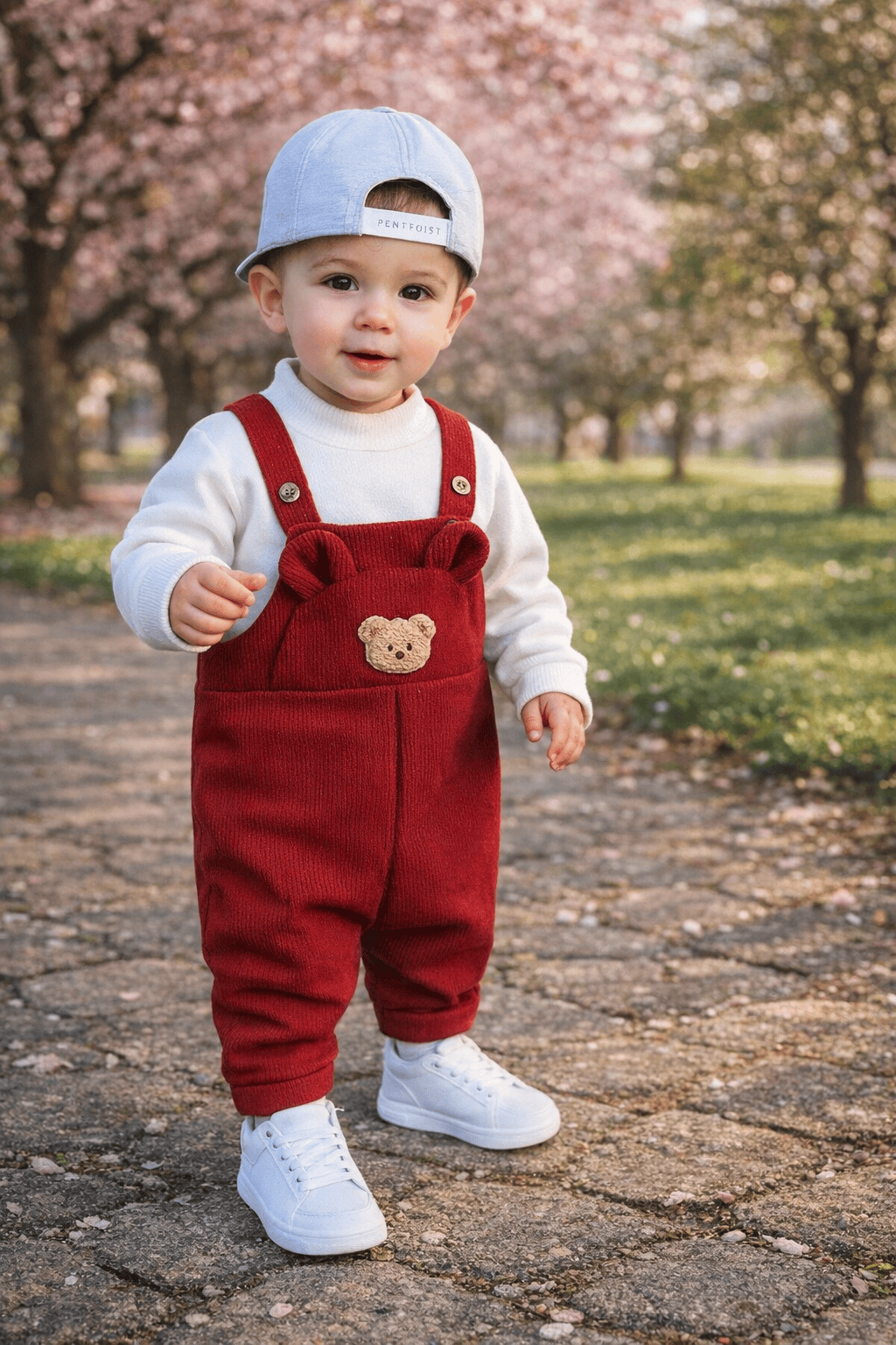 Salopeta cu buzunar mare, potrivită pentru bebeluși băieți și fete