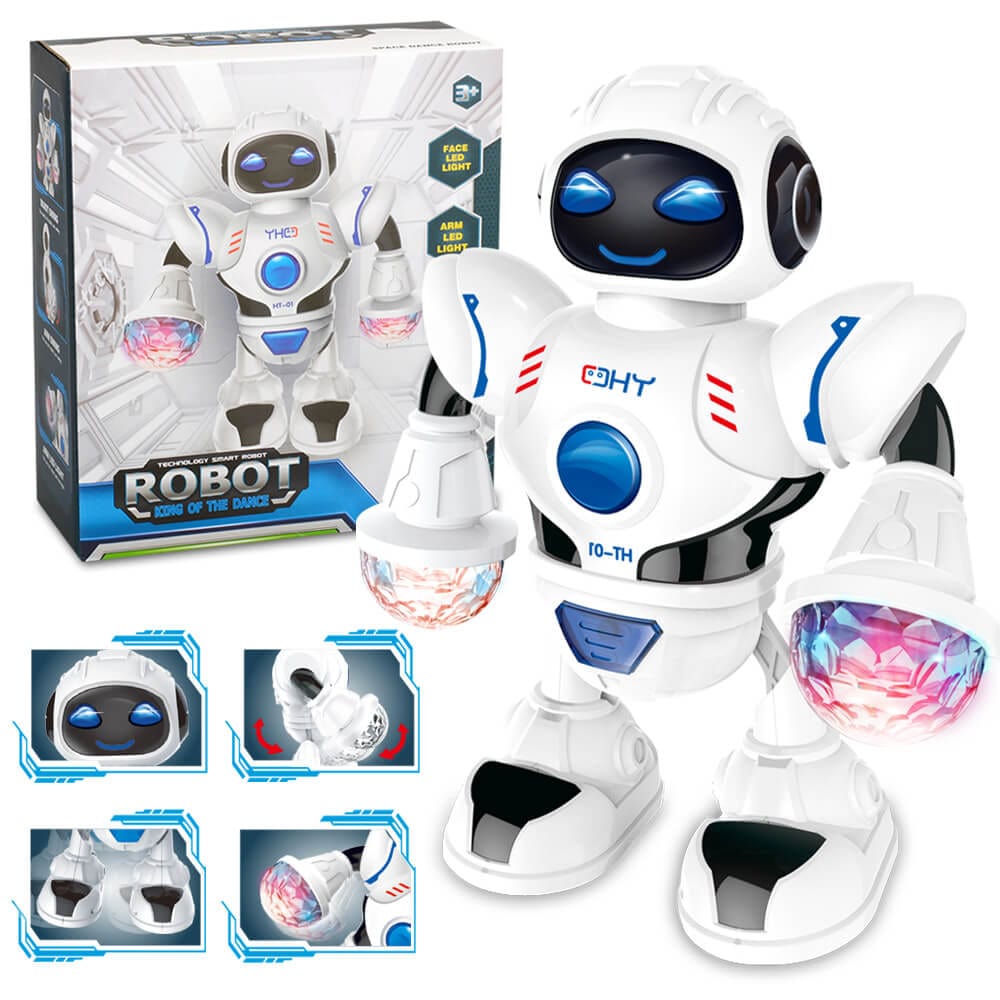 Robot dansant cu lumini LED care clipesc și muzică