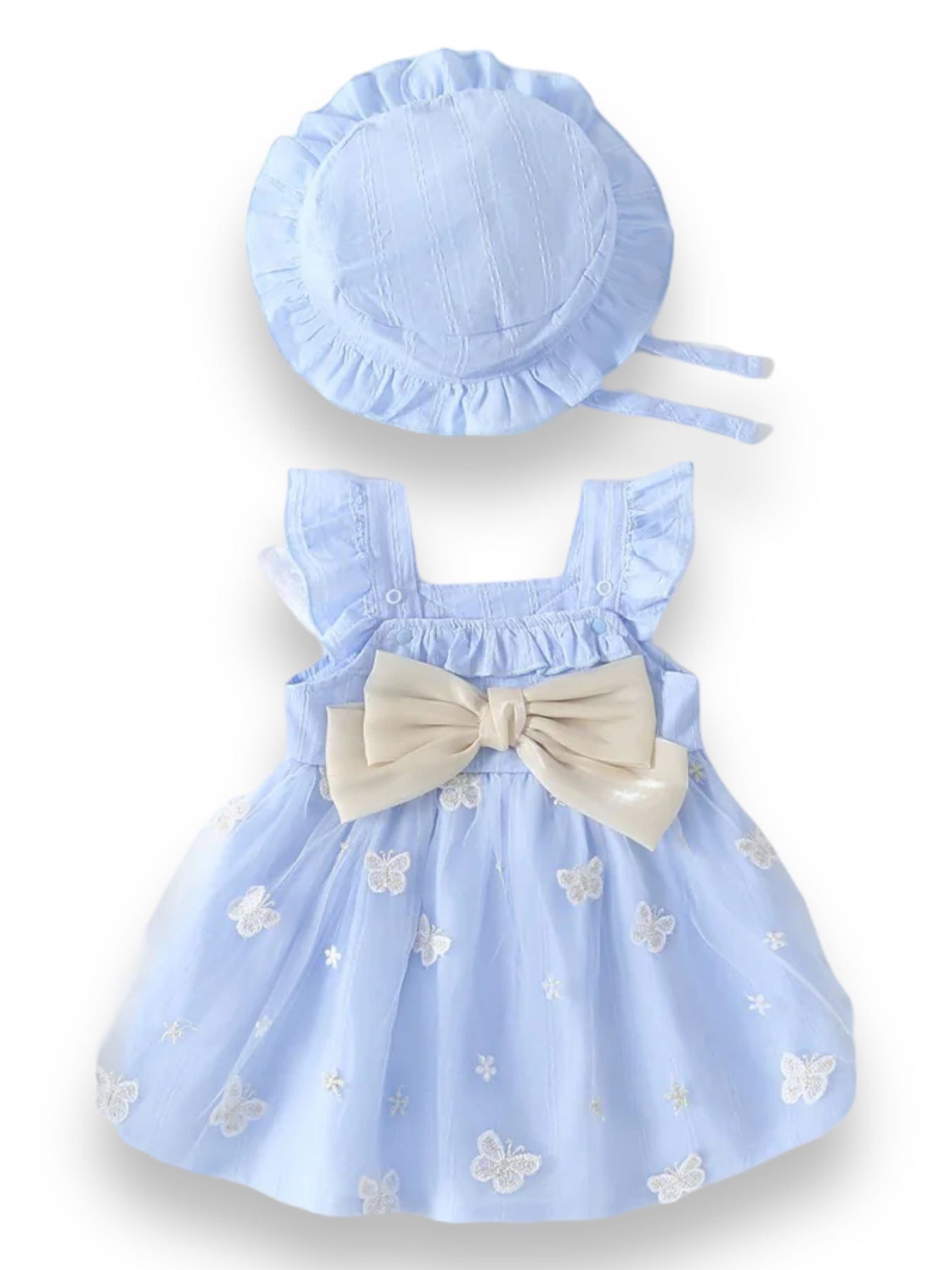 Rochie si palarie, 100% bumbac, cu imprimeu floral EVA