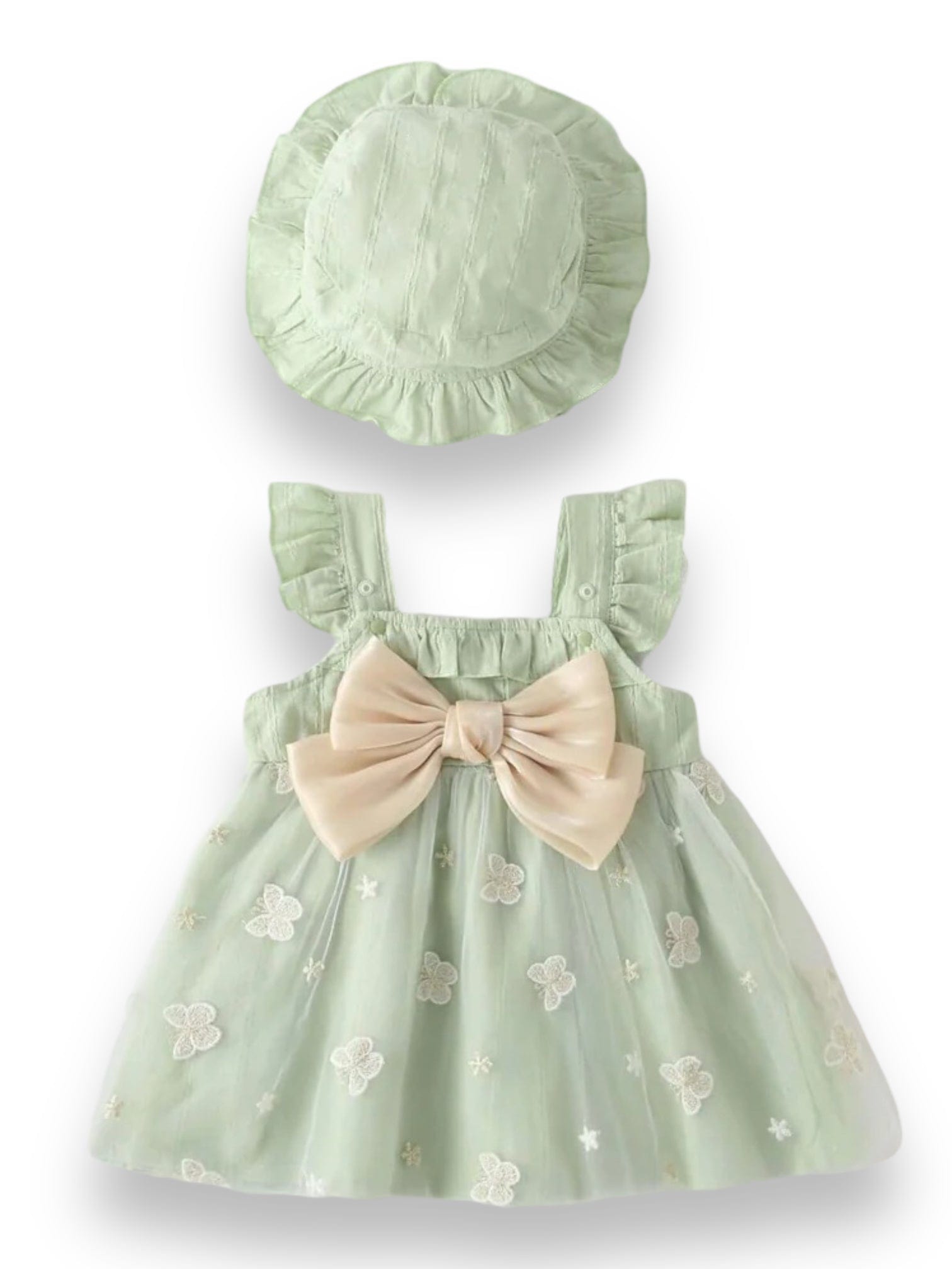 Rochie si palarie, 100% bumbac, cu imprimeu floral EVA