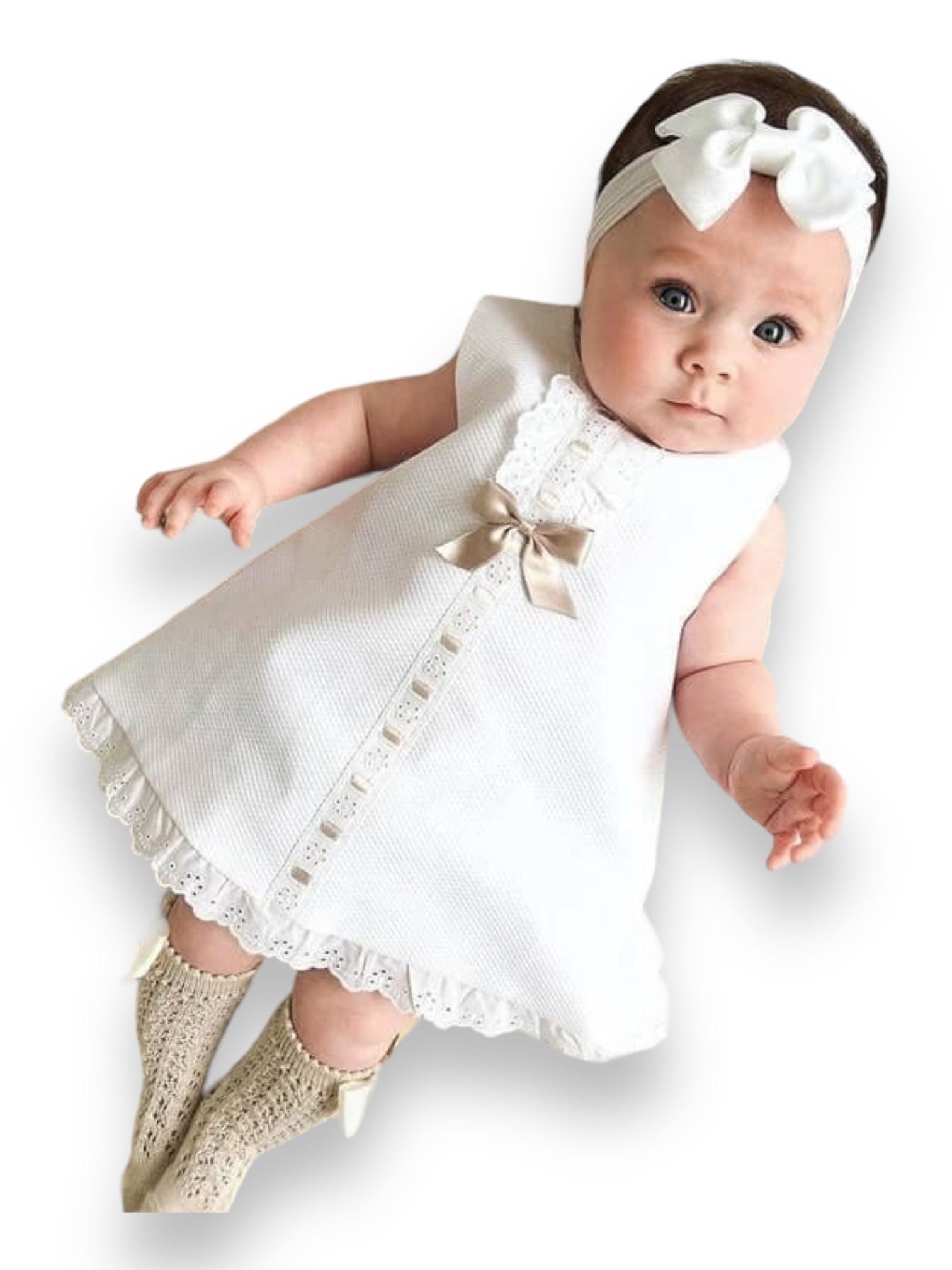 Rochita alba cu bentita pentru bebe SOFIA
