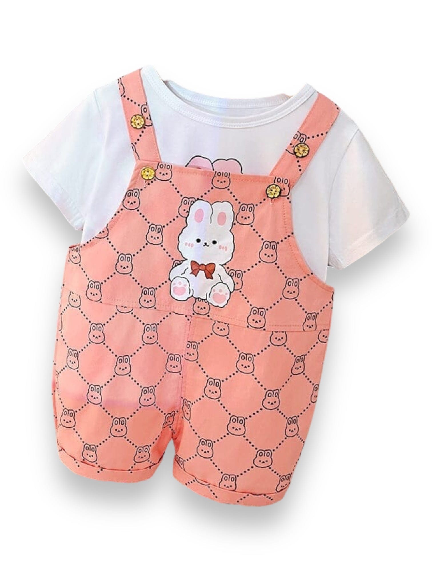 Set din doua piese, salopeta roz si tricou SERENA