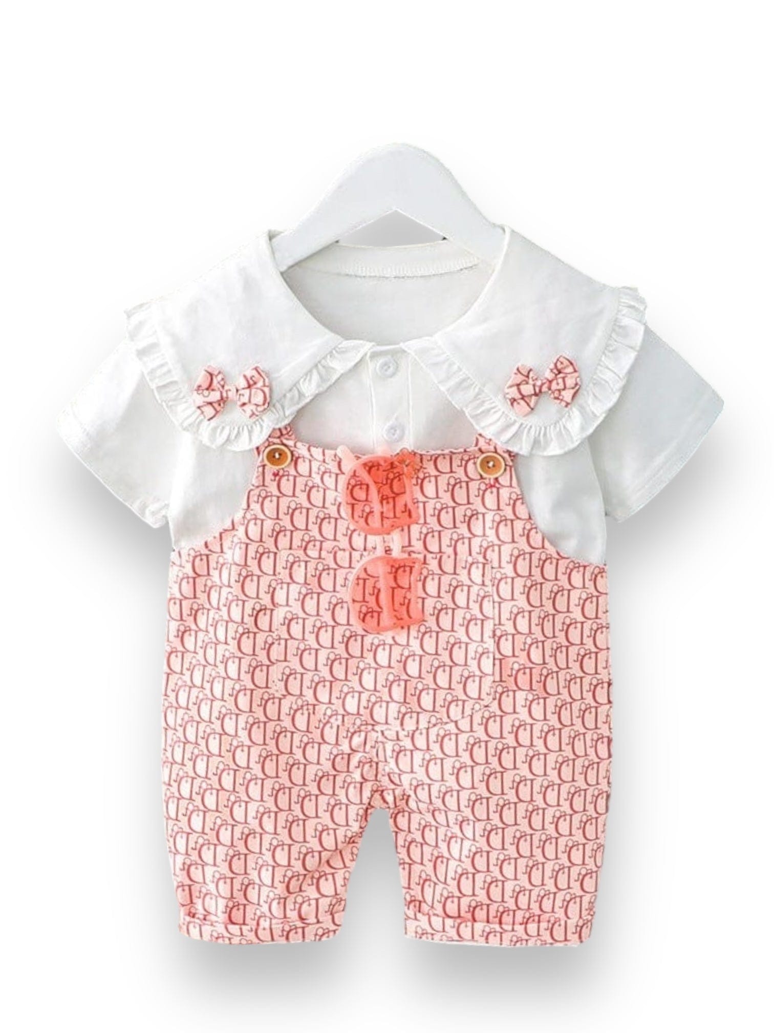 Set din doua piese, salopeta roz si tricou DIONA