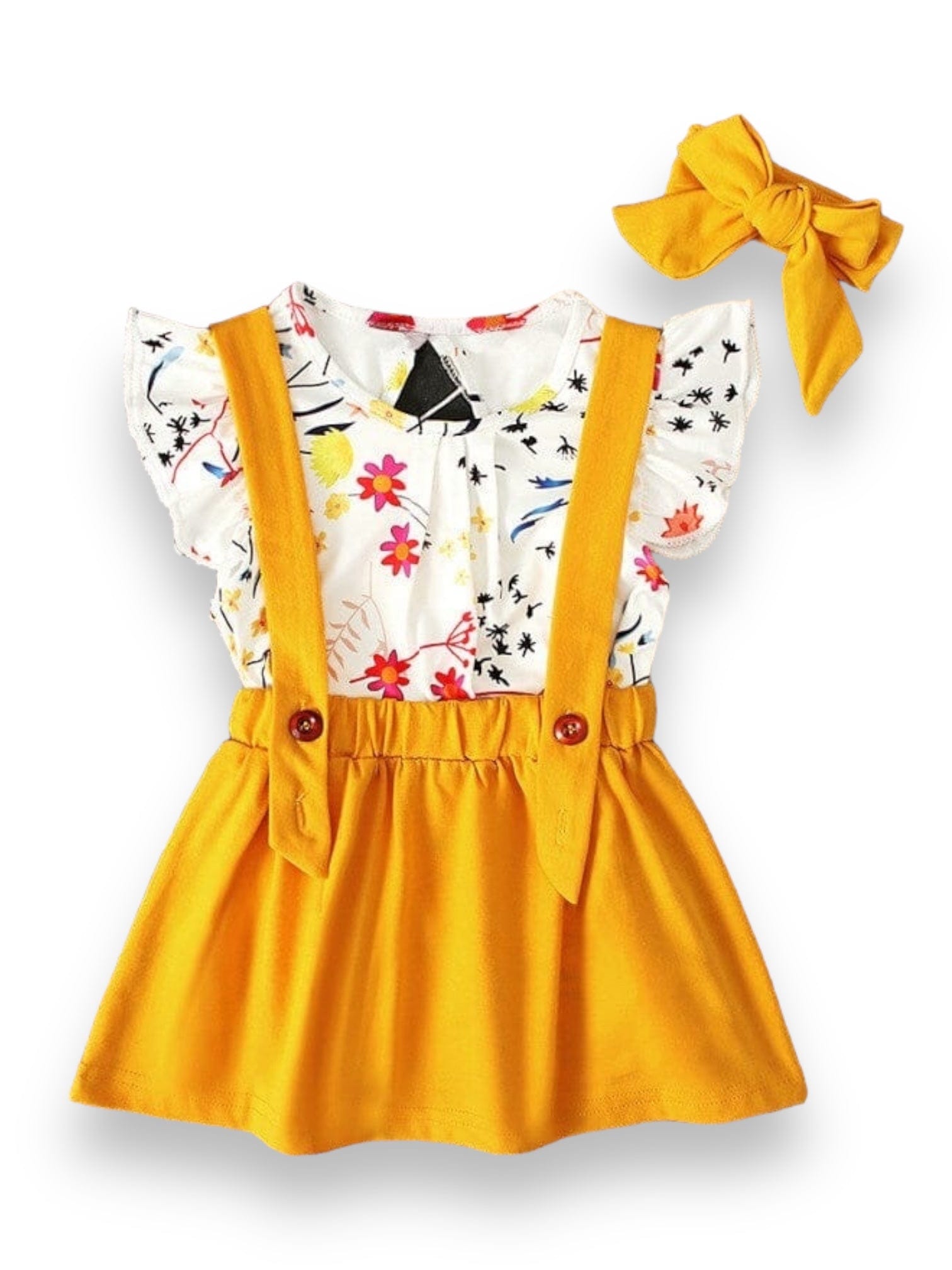 Fustita galbena cu bretele si tricou ANY