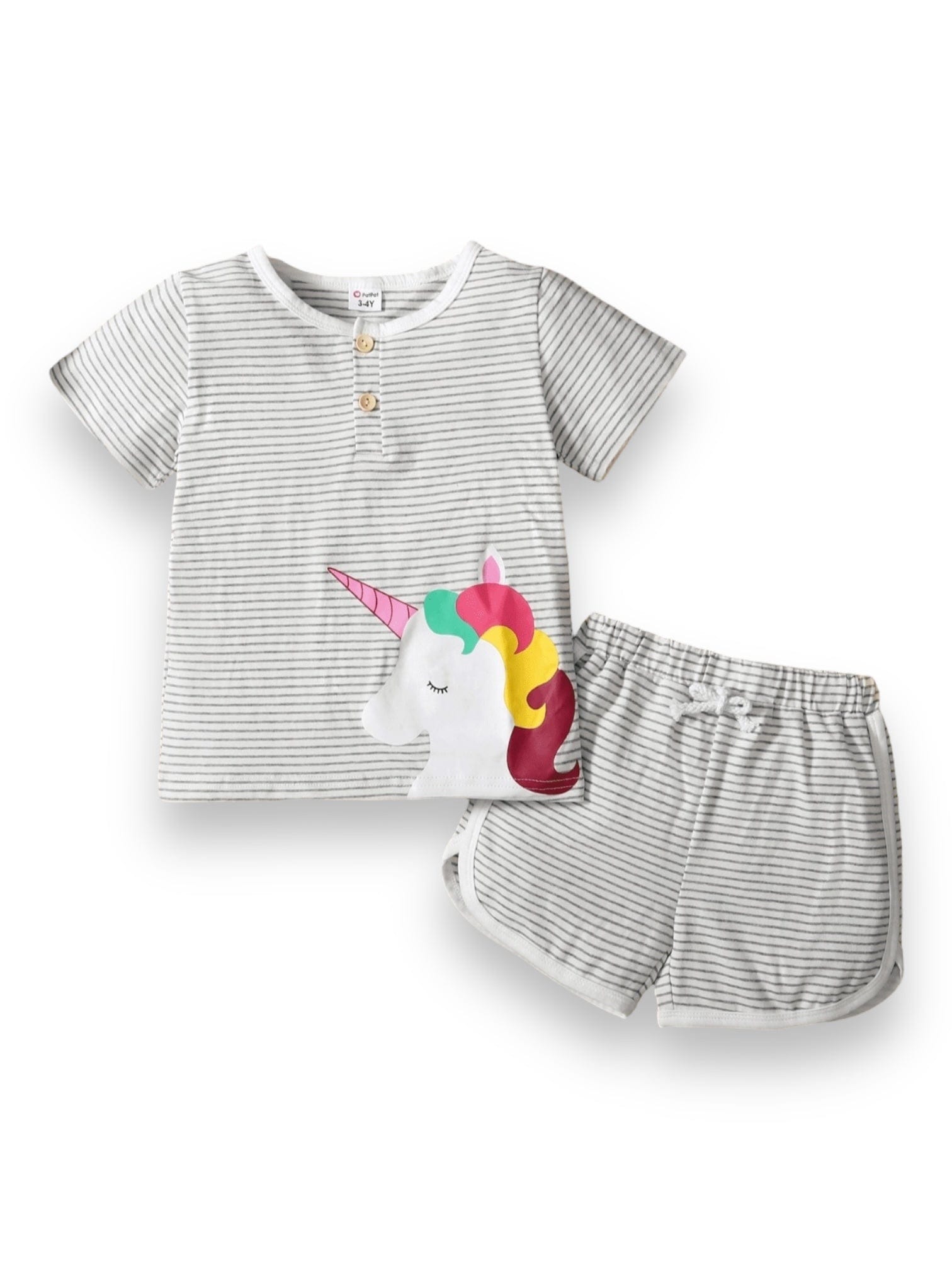 Set 2 piese pantaloni scurti si tricou pentru fete