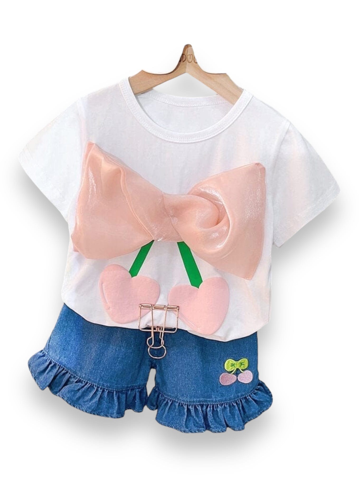 Compleu tricou cu fundita si pantaloni scurti CHERRY