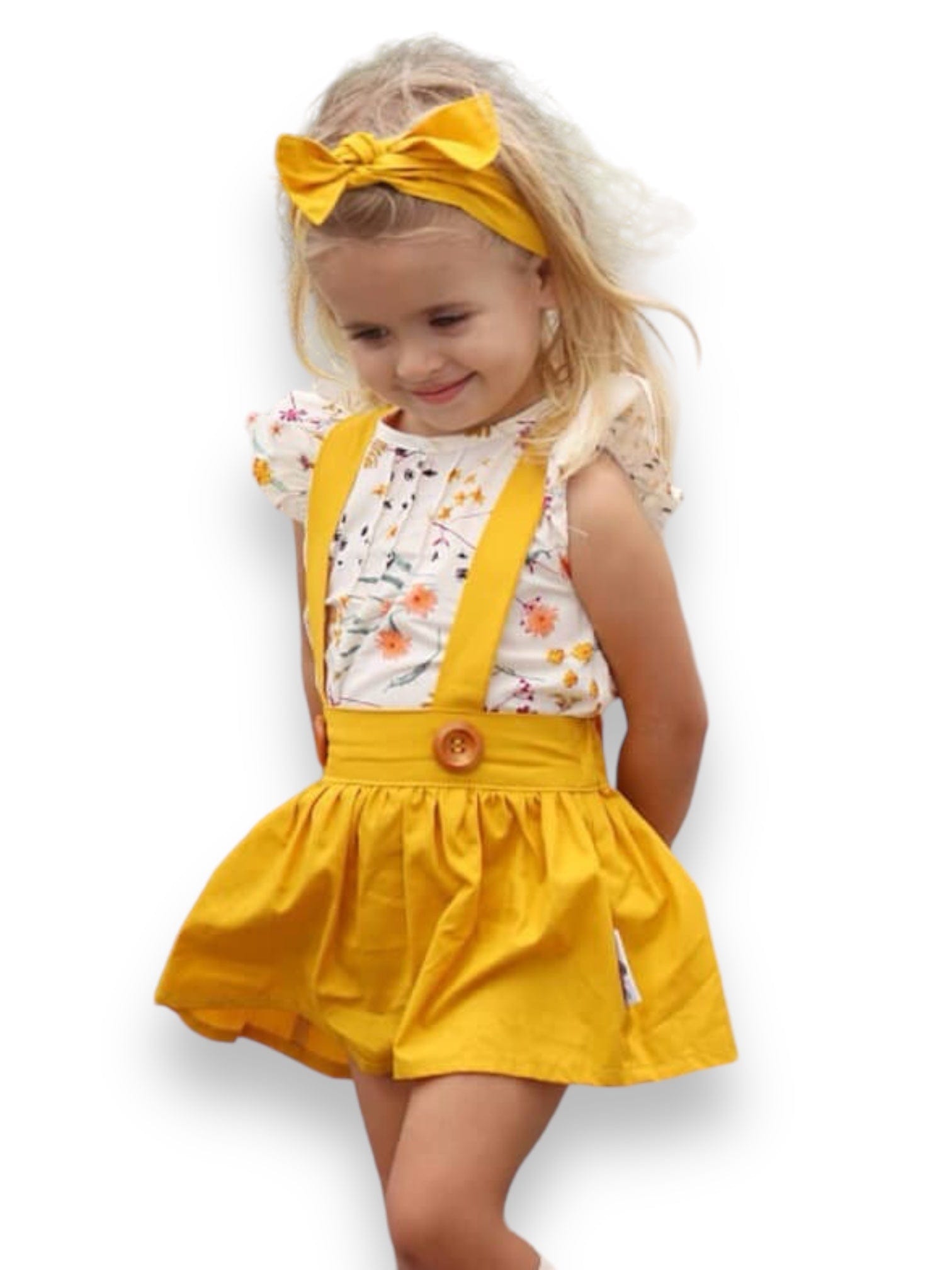 Fustita galbena cu bretele si tricou ANY