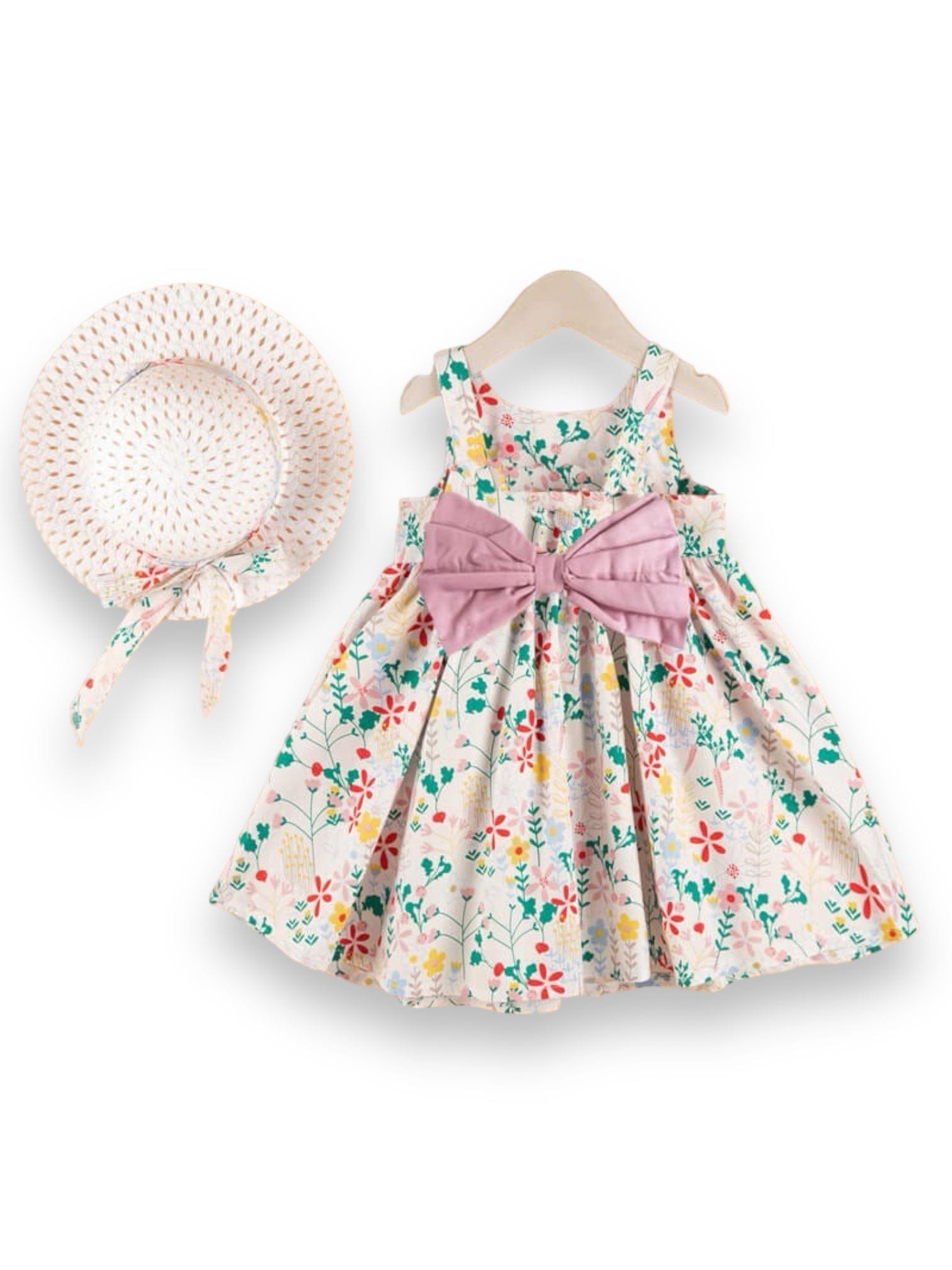 Rochita si palarie pentru fetite PINK-FLORAL