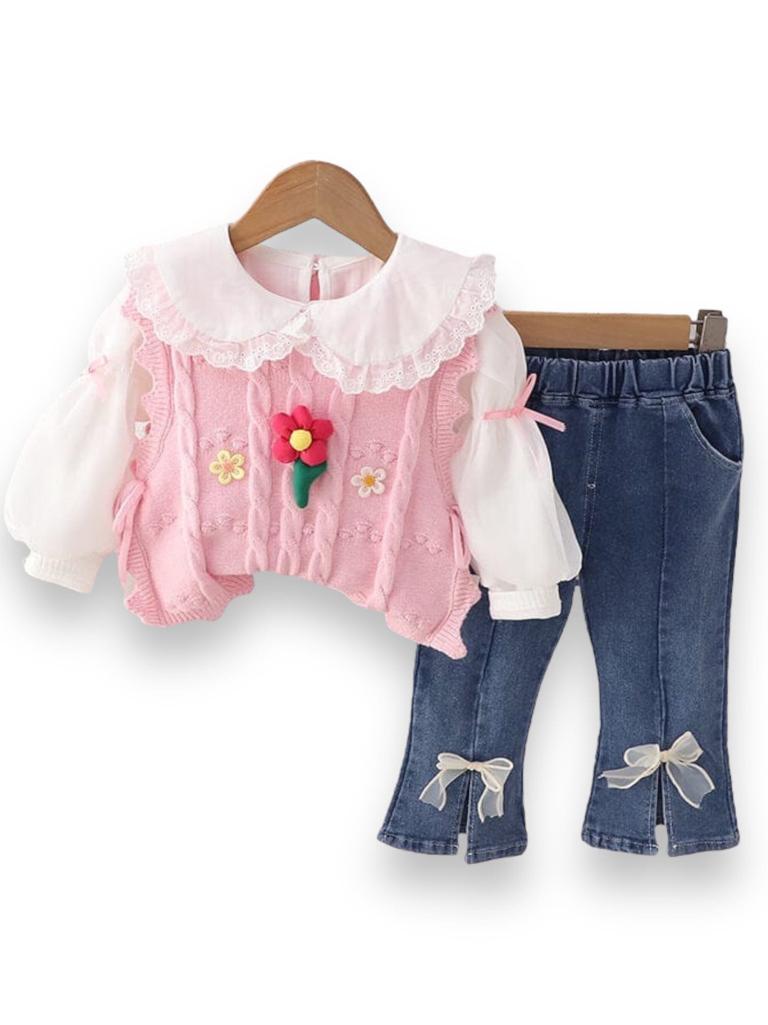 Compleu roz din 3 piese cu vesta DARIA