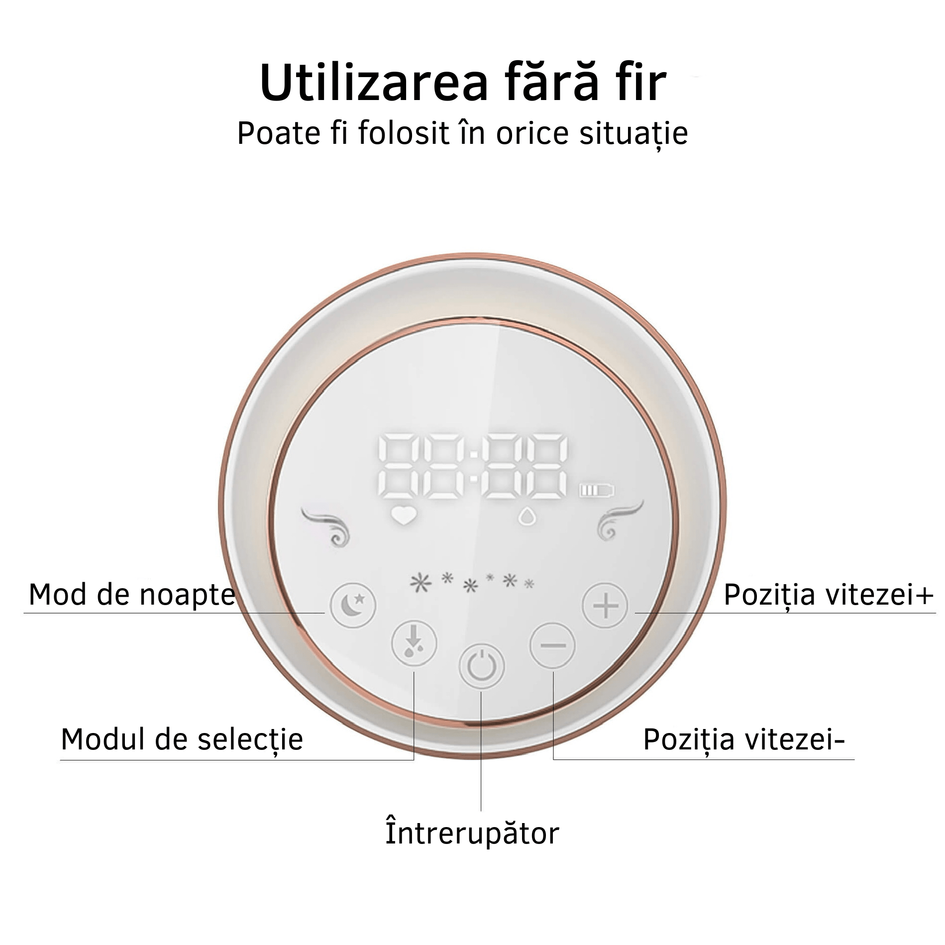 Pompa de san electrica, portabila cu 9 nivele, 3 moduri si lumina de noapte