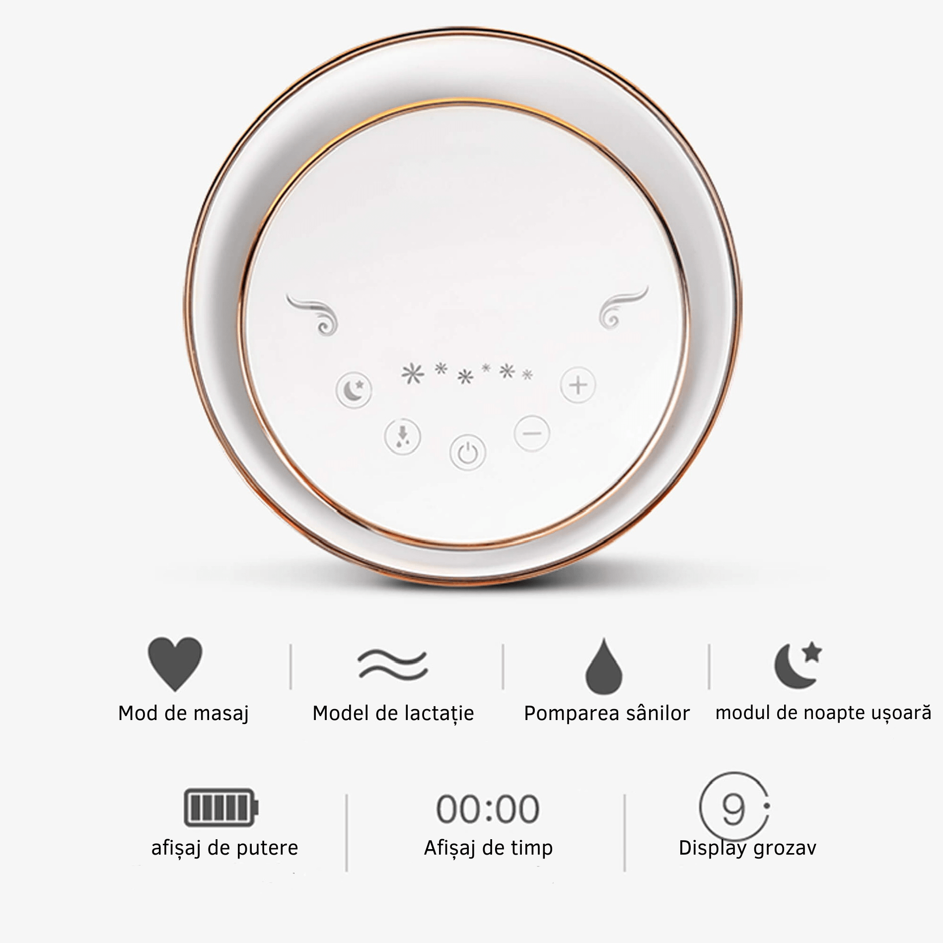 Pompa de san electrica, portabila cu 9 nivele, 3 moduri si lumina de noapte