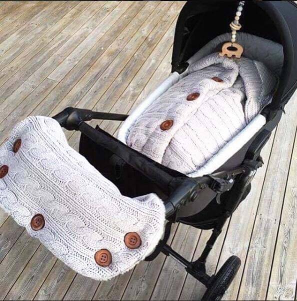 Paturica bebe, patura carucior din bumbac tricotat si cocolino pufos