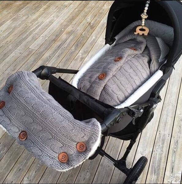 Paturica bebe, patura carucior din bumbac tricotat si cocolino pufos