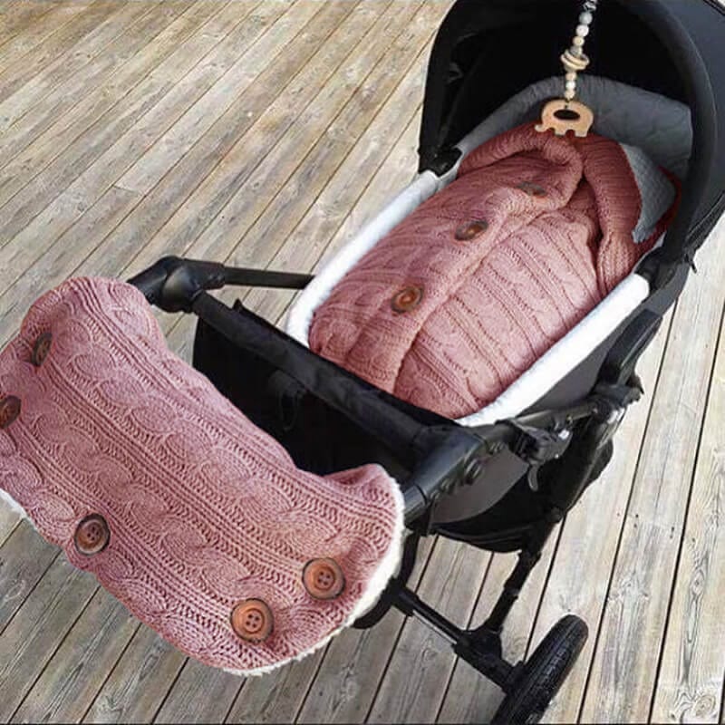 Paturica bebe, patura carucior din bumbac tricotat si cocolino pufos
