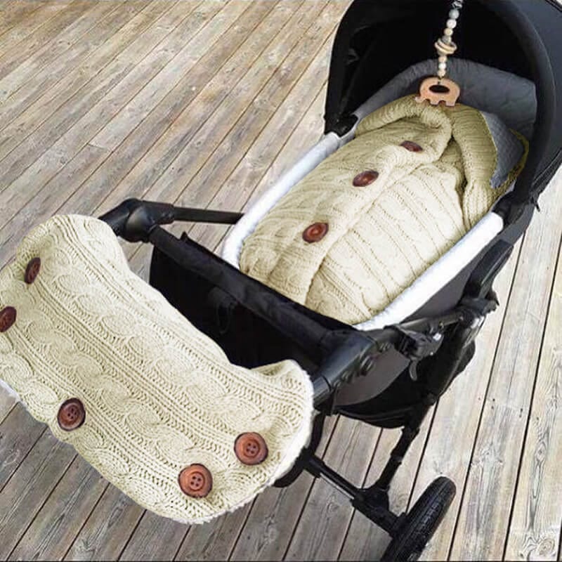 Paturica bebe, patura carucior din bumbac tricotat si cocolino pufos