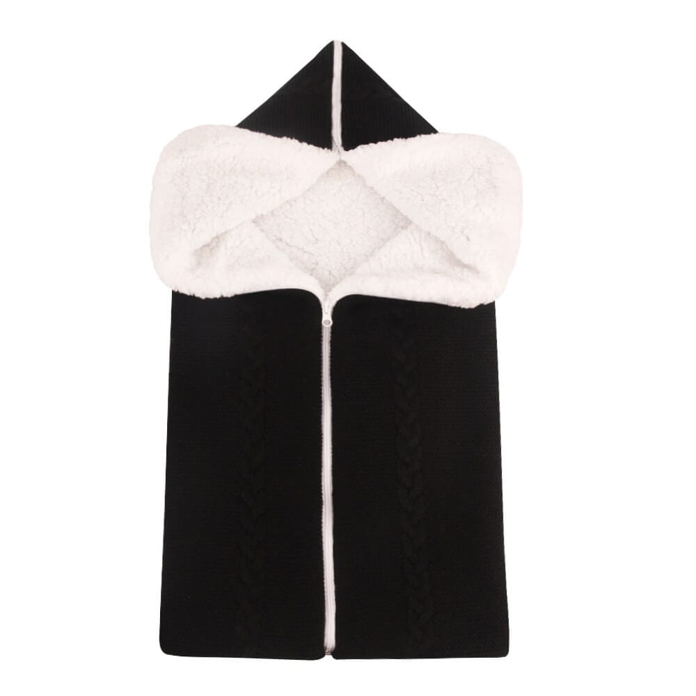 Paturica pentru bebe cu fermoar din bumbac tricotat si cocolino pufos