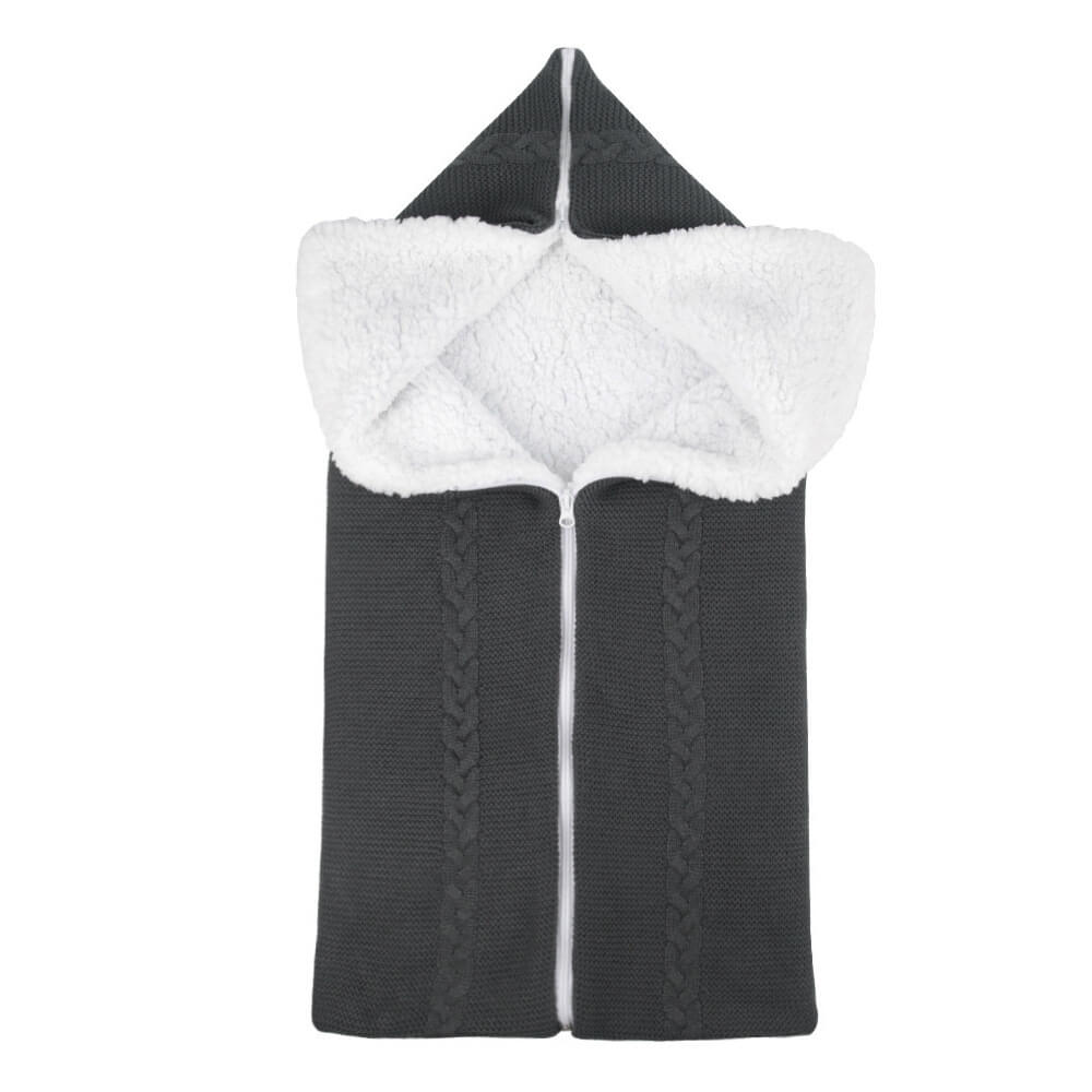 Paturica pentru bebe cu fermoar din bumbac tricotat si cocolino pufos