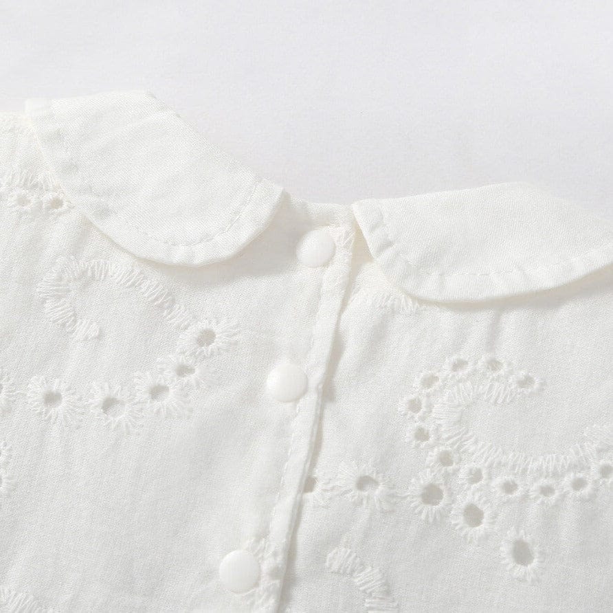 Rochie alba si palarie, 100% bumbac, cu fundita ELISA