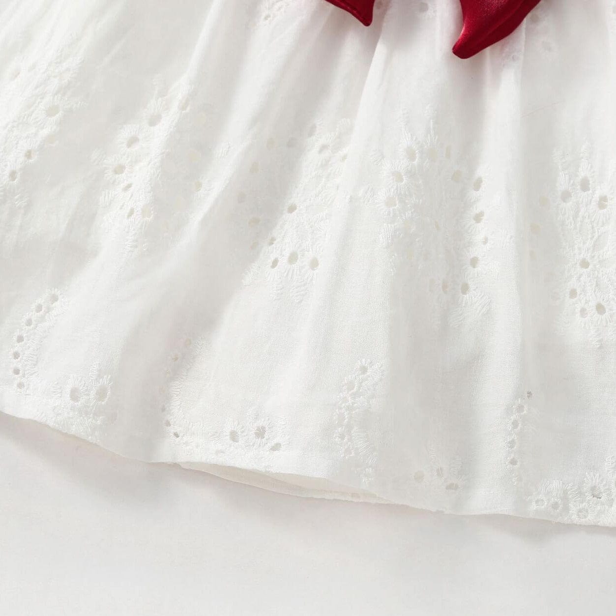 Rochie alba si palarie, 100% bumbac, cu fundita ELISA