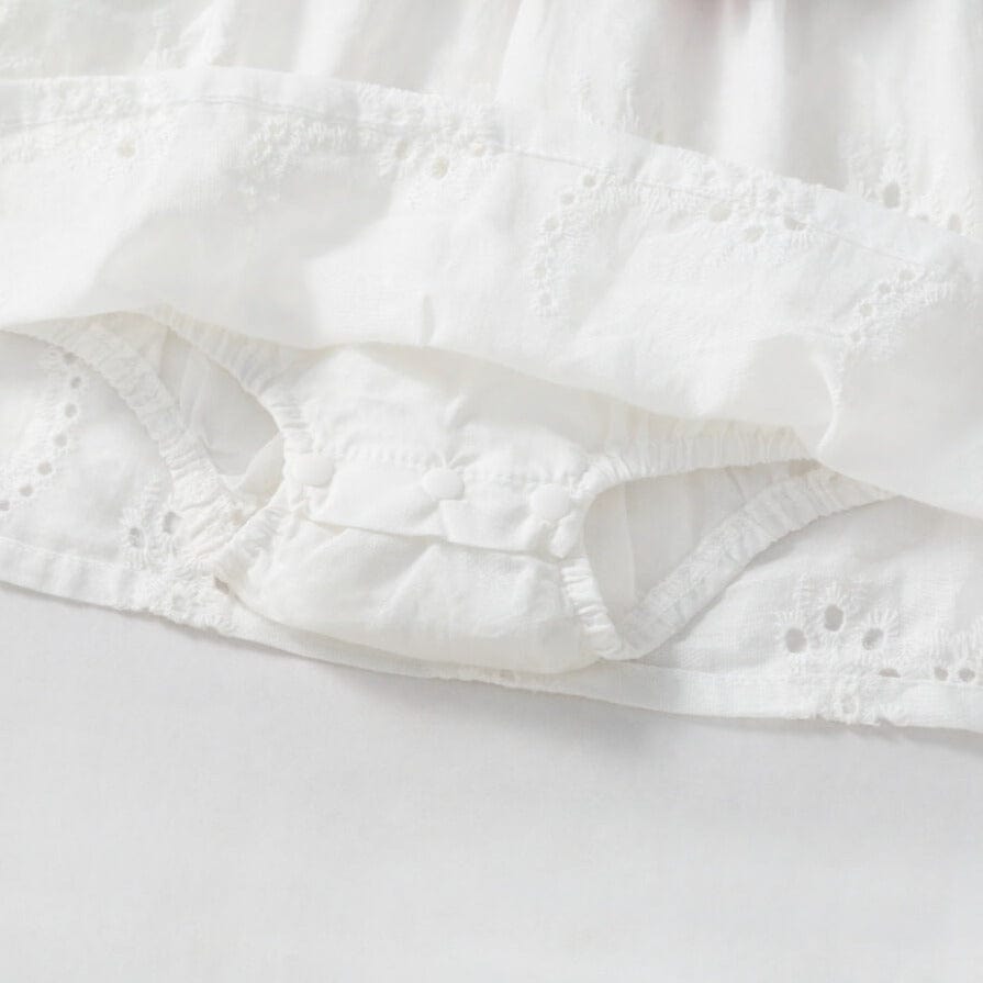 Rochie alba si palarie, 100% bumbac, cu fundita ELISA