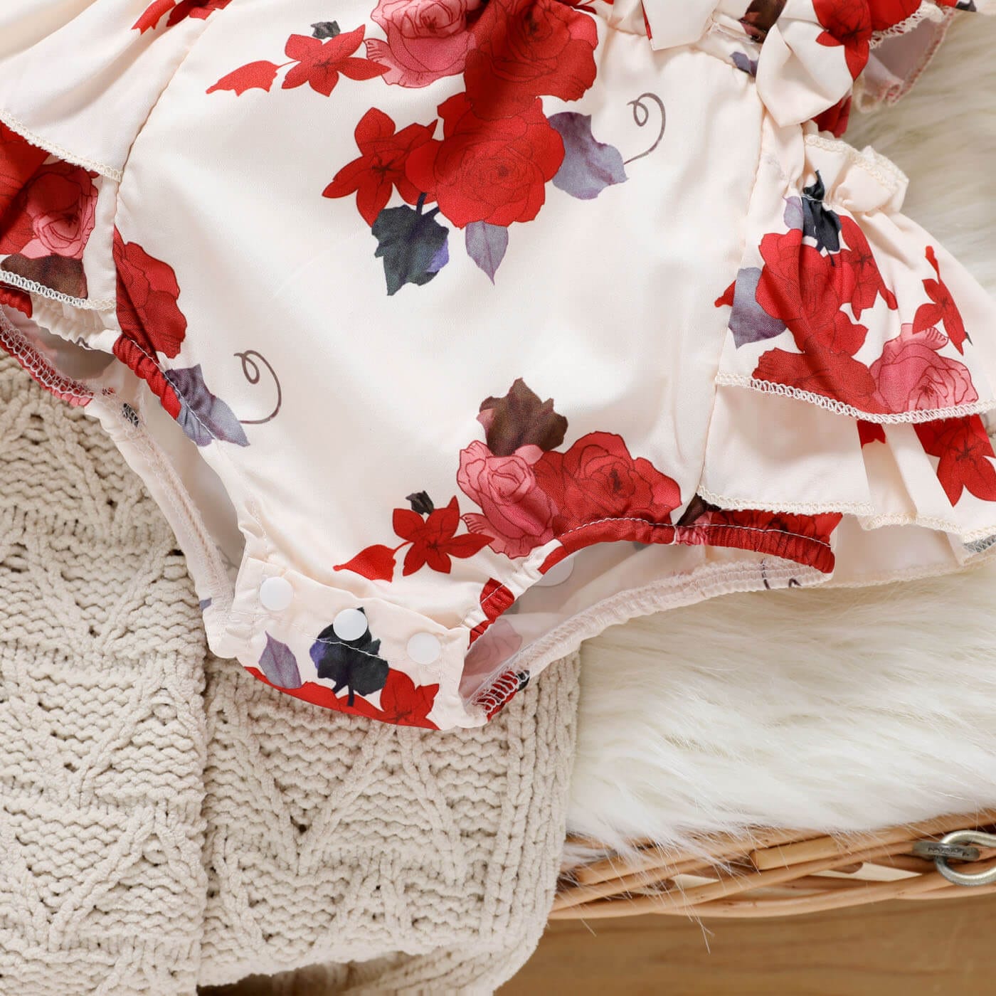 Salopeta cu bentiță, imprimeu floral, fără mâneci, cu volane PRINCESS