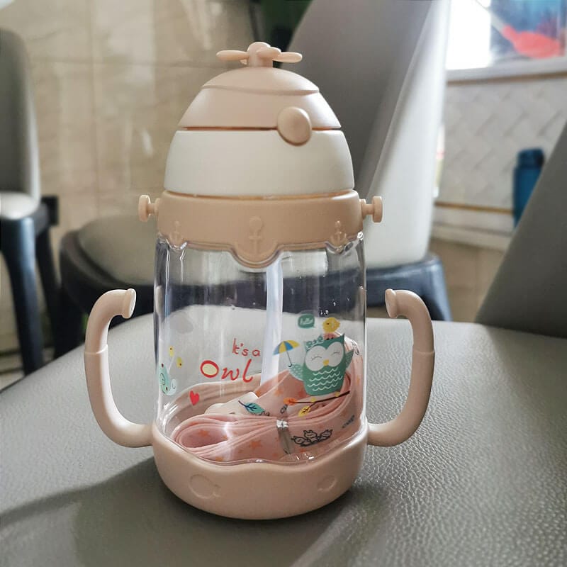 Sticlă de apă cu pai de 450 ml, cu cântar, sticla portabilă de apă