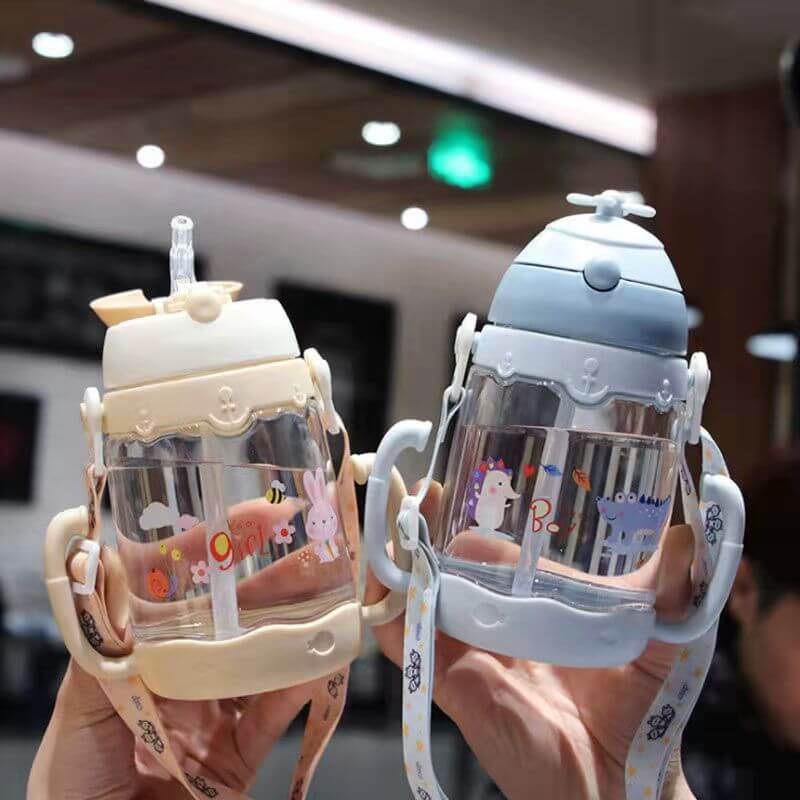 Sticlă de apă cu pai de 450 ml, cu cântar, sticla portabilă de apă