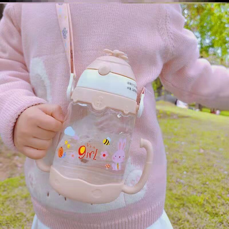 Sticlă de apă cu pai de 450 ml, cu cântar, sticla portabilă de apă