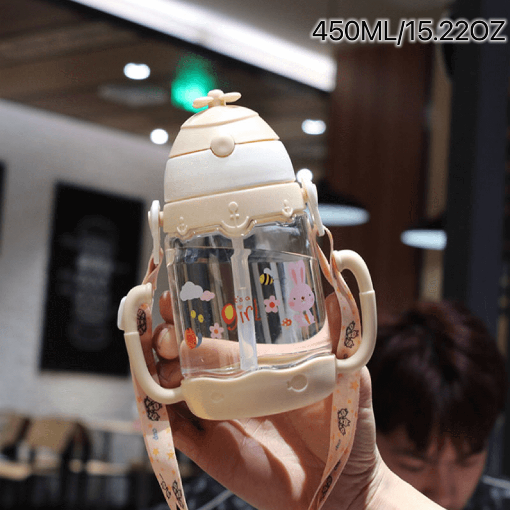 Sticlă de apă cu pai de 450 ml, cu cântar, sticla portabilă de apă