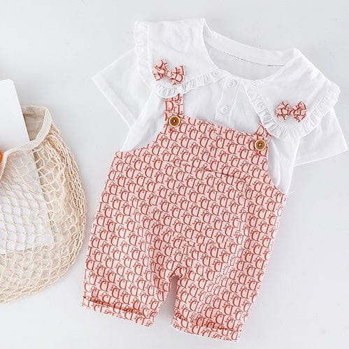 Set din doua piese, salopeta roz si tricou DIONA