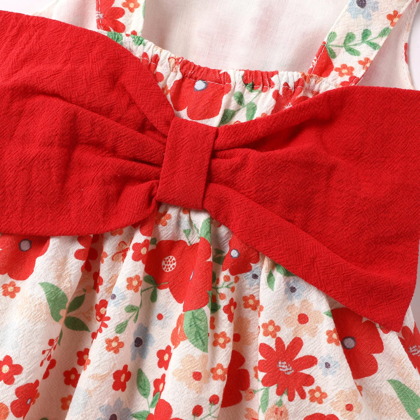 Set rochie si palarie, 100% bumbac, cu imprimeu floral, design cu funda