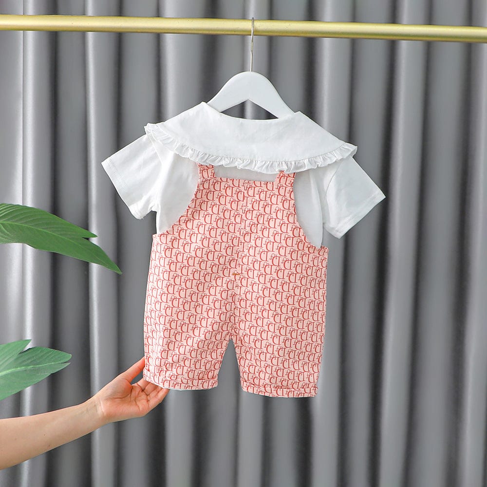 Set din doua piese, salopeta roz si tricou DIONA