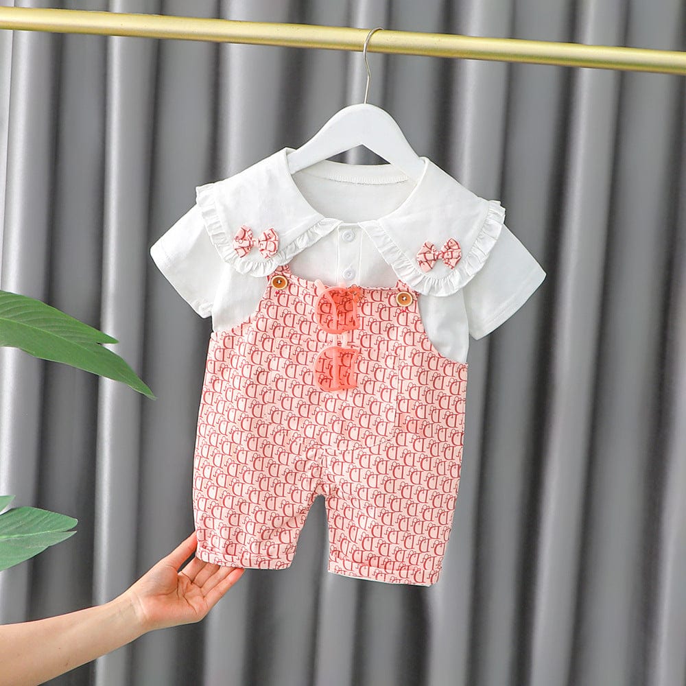 Set din doua piese, salopeta roz si tricou DIONA