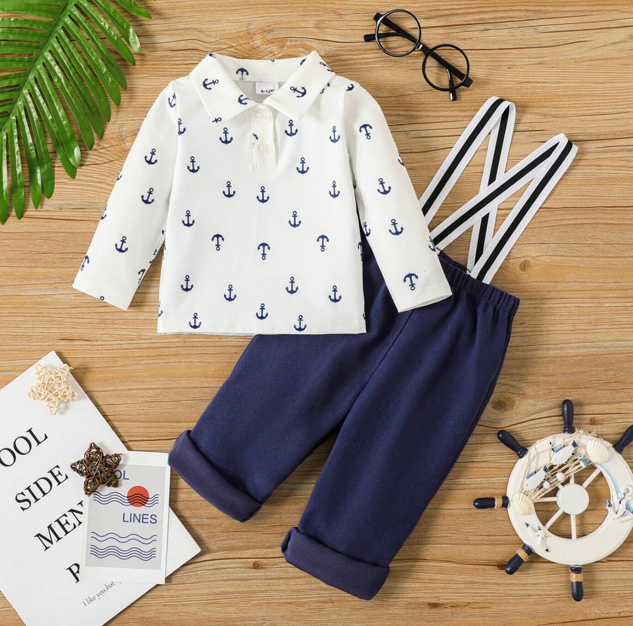 Costum pentru bebe baiat, pantaloni si camasa